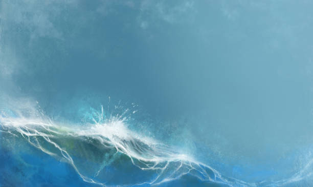 istock Summer sea waves background against the blue sky realistic illustration. 1253636913