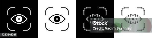 Set Eye Scan Icon Isolated On Black And White Background Scanning Eye Security Check Symbol Cyber Eye Sign Vector Illustration Stock Illustration - Download Image Now