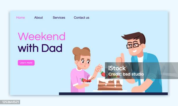 Parents Weekend Graphics Weekend With Dad Landing Page Vector Template Cooking Parent And Kid ...
