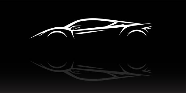 ilustrações de stock, clip art, desenhos animados e ícones de concept supercar vehicle silhouette - muscle car illustrations