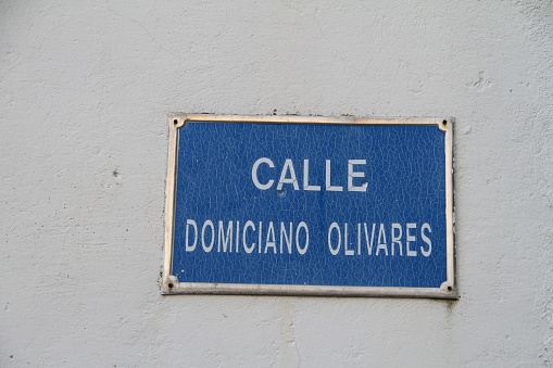 Street plaque of the town of Linares, Spain.