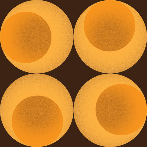 Retro coloured scheme seamless 1960s or 70s style geometric pattern of circles with stippled shading Retro coloured scheme seamless 1960s or 70s style geometric pattern of orange and yellow circles with stippled shading, on a rich brown background. EPS10 vector format. illusion pattern circle image created 1960s stock illustrations