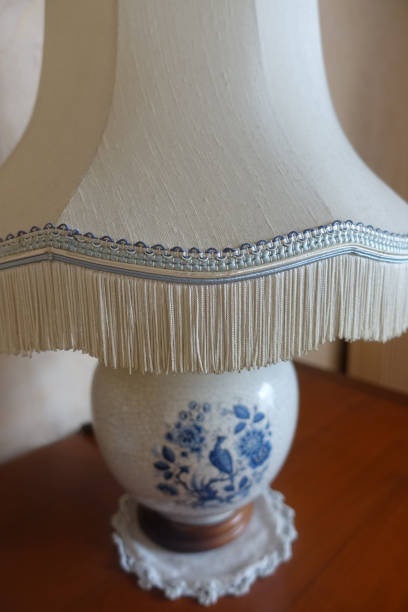 istock Retro style ceramic bedside lamp  Fabric shade 1253653072