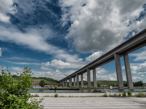 Highway bridge over river Main near Marktbreit, Germany