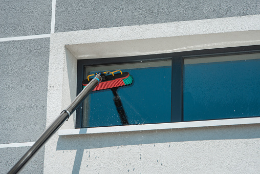Equipment for washing and cleaning the window from the outside. Glass surface