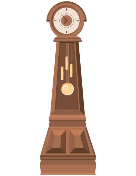 Vector illustration of Floor clock in cartoon style.