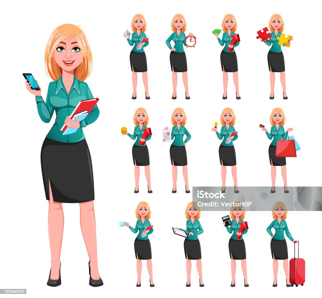 Blond Businesswoman Cartoon Character Stock Illustration - Download Image  Now - Beautiful Woman, Blond Hair, Business - iStock