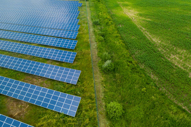 istock Solar power station top view.  Sunlight is importance for green industry. 1253662898