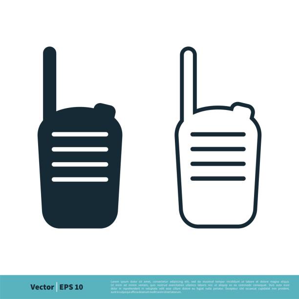 ilustraciones, imágenes clip art, dibujos animados e iconos de stock de walkie talkie radio icono vector logo plantilla diseño. vector eps 10 - personal land vehicle audio