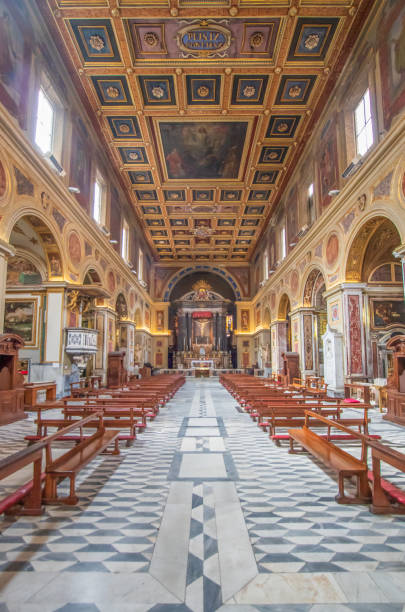 The amazing churches of Roma, Italy Rome, Italy - June 30th 2020 - home of the Vatican and main center of Catholicism, Rome displays dozens of historical, wonderful churches. Here in particular the San Lorenzo in Lucina basilica san lorenzo rome photos stock pictures, royalty-free photos & images