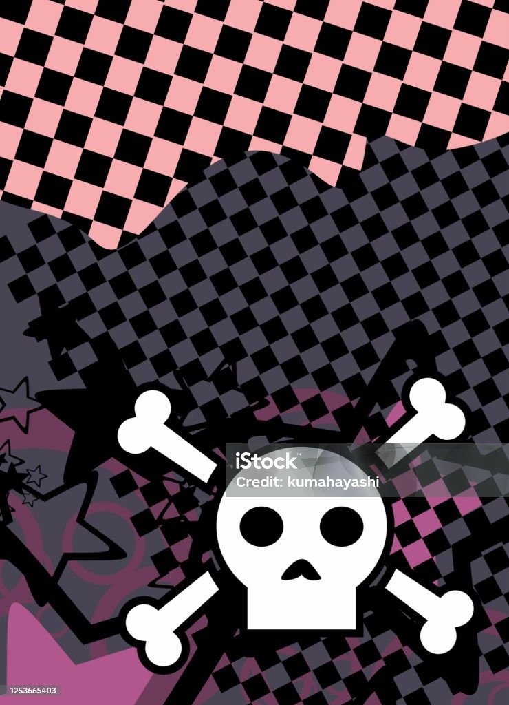 Emo Style Cartoon Skull And Stars Cel Phone Wallpaper Background1 Stock  Illustration - Download Image Now - iStock