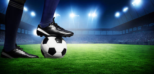 istock Soccer stadium arena with natural green grass 1253666463