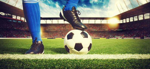 istock Soccer stadium arena with natural green grass 1253666492