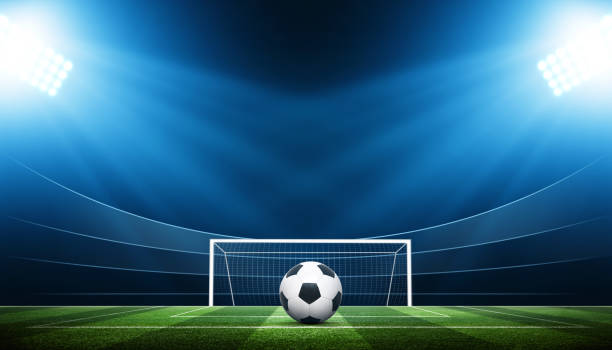 istock Soccer stadium arena with natural green grass 1253666926