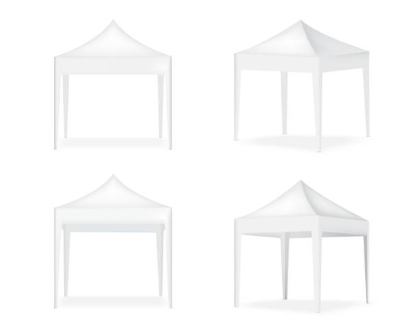 istock 3D Mock up Realistic Tent Display POP Booth for Sale Marketing Promotion Exhibition Background Illustration 1253667465