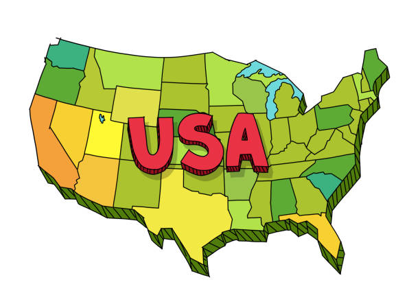Drawn Map Of Usa United States Of America Vector Colour Handdrawn Sketch  Stock Illustration - Download Image Now - iStock