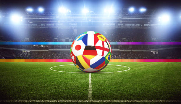 istock Soccer stadium arena with natural green grass 1253668327
