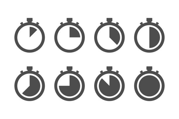 ilustraciones, imágenes clip art, dibujos animados e iconos de stock de icono de cronómetro del temporizador establecer diseño simple - día