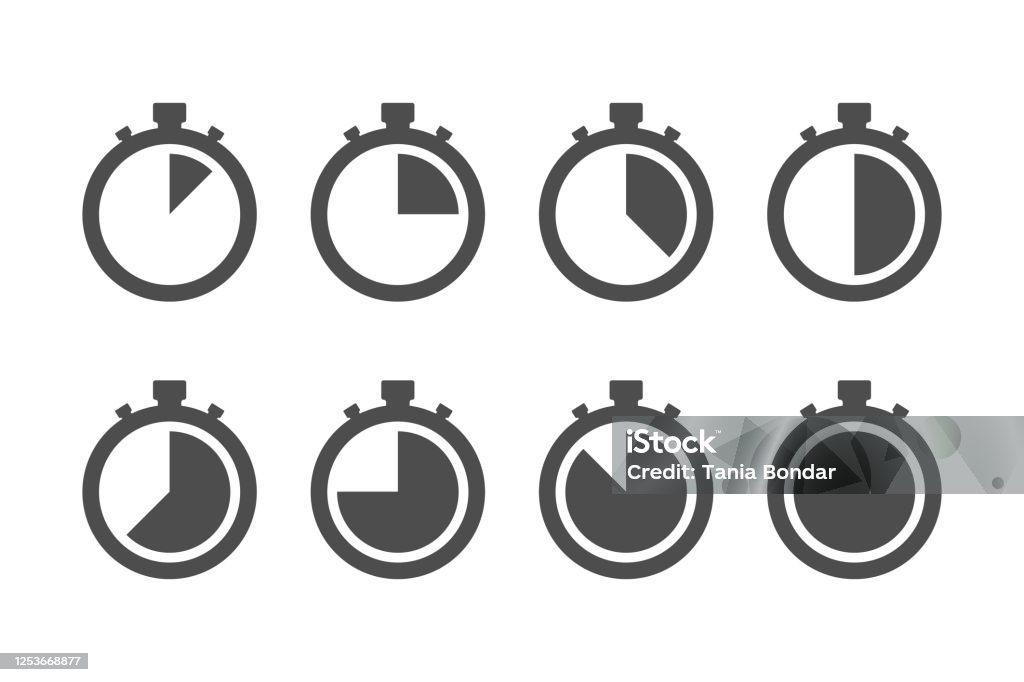 Timer kronometre simgesi basit tasarım seti - Royalty-free Simge Vector Art