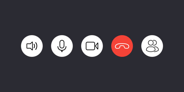 ilustrações de stock, clip art, desenhos animados e ícones de video call button icon set - end of round