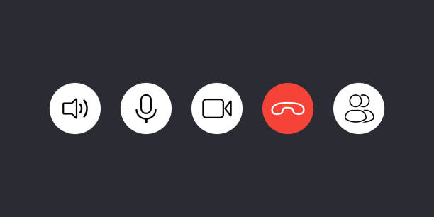 Video call button icon set Video call button icon set video meeting stock illustrations