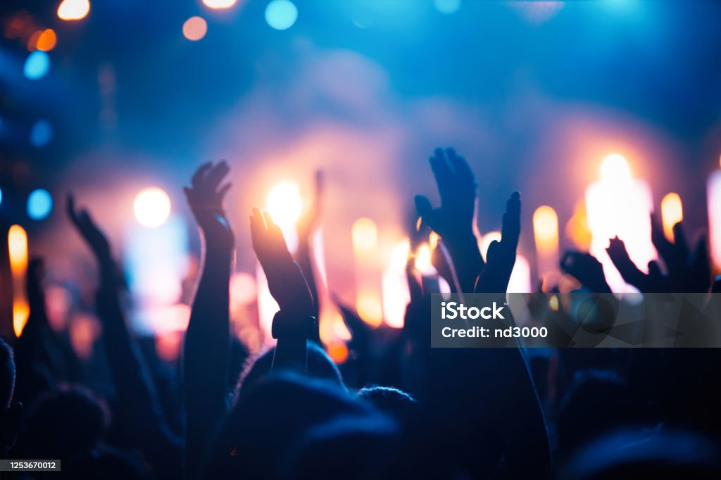 Picture of party people at music festival Picture of happy party people at music festival Party - Social Event Stock Photo
