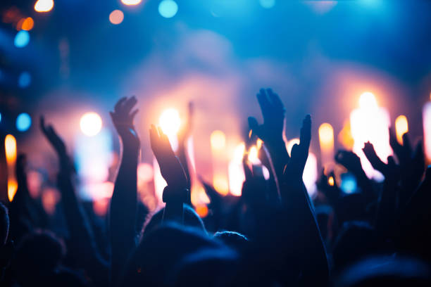 Picture Of Party People At Music Festival Stock Photo - Download Image Now  - Crowd of People, Music Festival, Party - Social Event - iStock