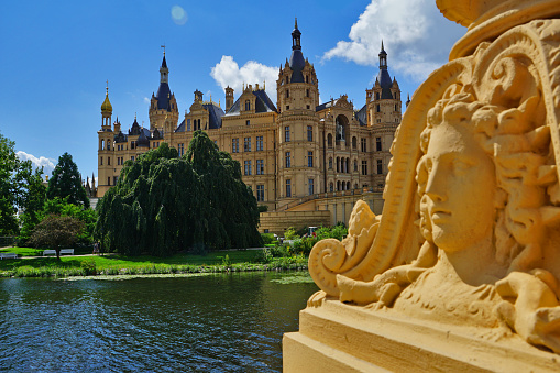 Schwerin Castle is a castle located in the city of Schwerin, the capital of Mecklenburg-Vorpommern state, Germany. For centuries the castle was the home of the dukes and grand dukes of Mecklenburg. Today it serves as the residence of the Mecklenburg-Vorpommern state parliament.