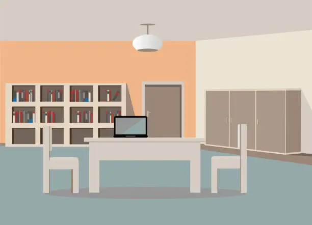 Vector illustration of Design of modern home office designer workplace