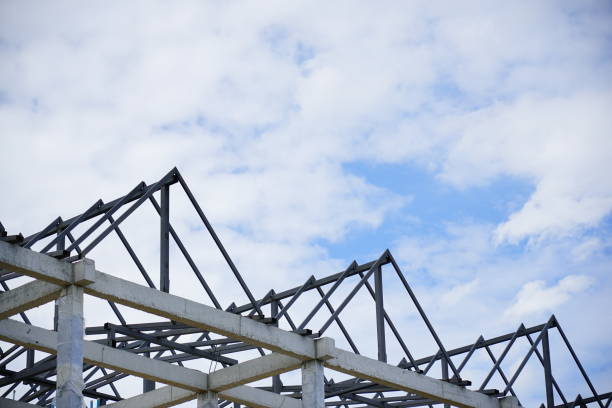 istock Structure of steel roof frame 1253674993