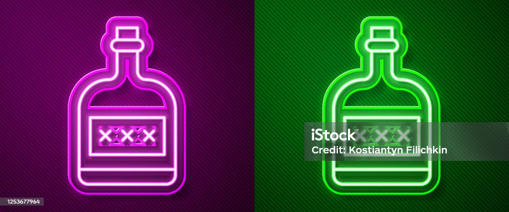 Glowing Neon Line Alcohol Drink Rum Bottle Icon Isolated On Purple And  Green Background Vector Illustration Stock Illustration - Download Image  Now - iStock