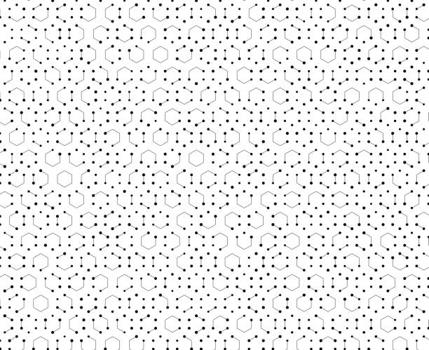 ilustrações de stock, clip art, desenhos animados e ícones de techy hexagons pattern - abstract science hexagon mesh