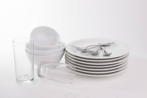 istock Set of white dishes and kitchen ware 1253682907