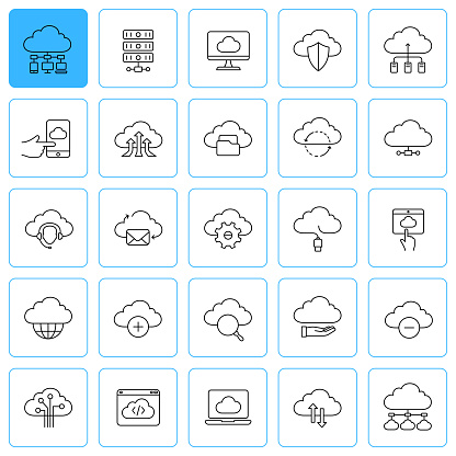 Web Hosting Line Icons. Editable Stroke.