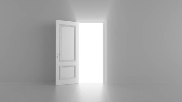 istock 3d render shine of an open door in a bright room 1253688432