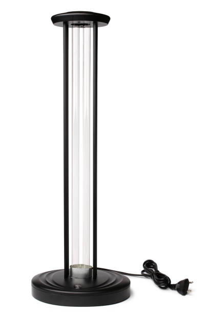 Ultraviolet disinfection lamp on white background