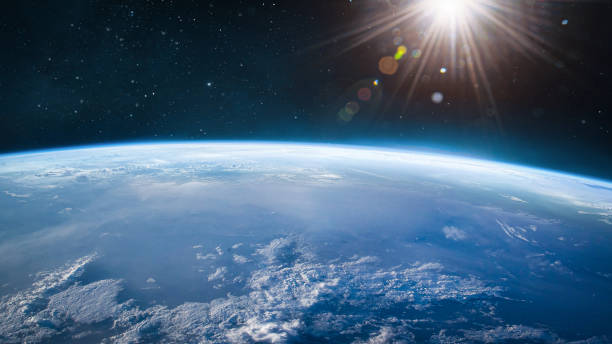 宇宙空間の惑星地球。太陽系。nasaによって提供されたこの画像の要素 - 日の出 写真 ストックフォトと画像
