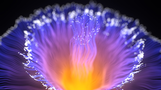 Abstract light flower. 3d render of light trails