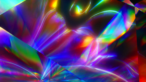 istock The light passes through the facets of a slowly rotating diamond and creates repetitive sparkling highlights and bright rainbow colors. Rainbow dispersion of light. 3d illustration 1253700464