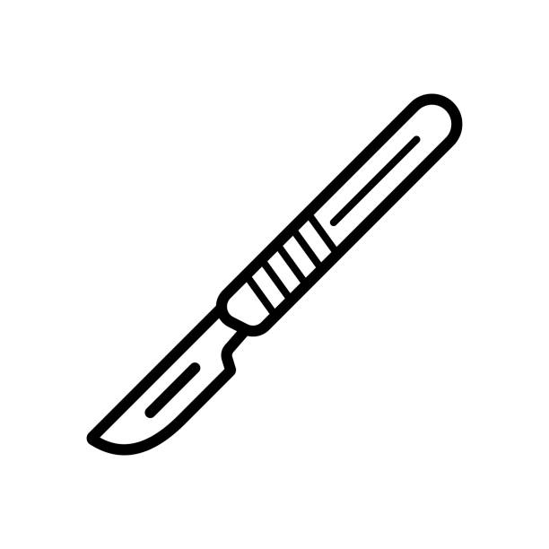 chirurgische werkzeuge für operationen skalpell vektor-symbol - skalpell stock-grafiken, -clipart, -cartoons und -symbole