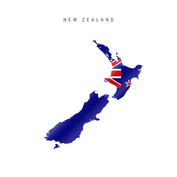istock Waving flag map of New Zealand. Vector illustration 1253716260