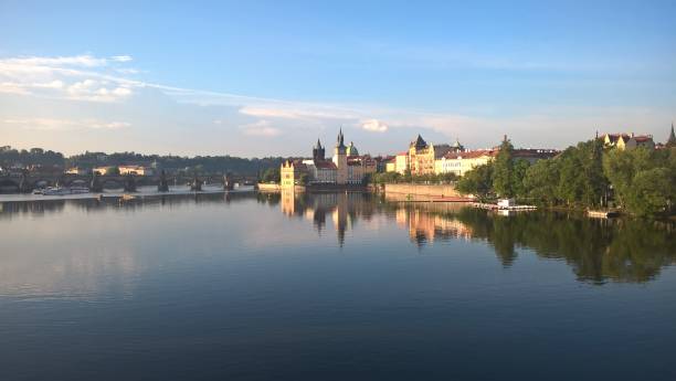 istock Sunny view of the Moldovan River in Prague (Central Europe) 1253722831