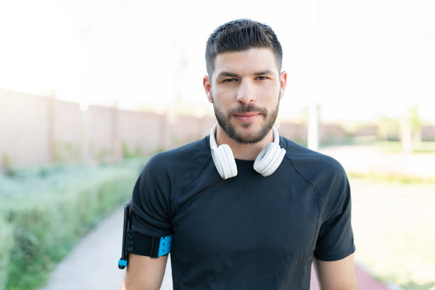 istock Handsome Man In Sportswear At Park 1253725034