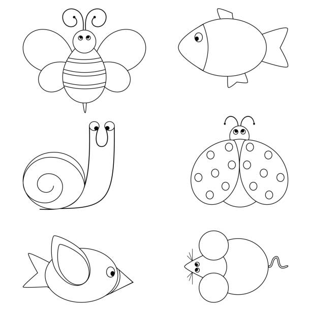 illustration of coloring book set with animals for small kids Vector illustration of coloring book set with animals for small kids ladybird book stock illustrations