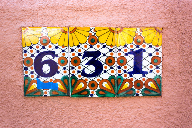 istock Ceramic Number 631 House Address Tiles; Adobe Wall 1253729668