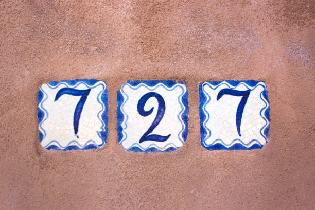 istock Ceramic Number 727 Street Address Tiles; Adobe Wall 1253729692