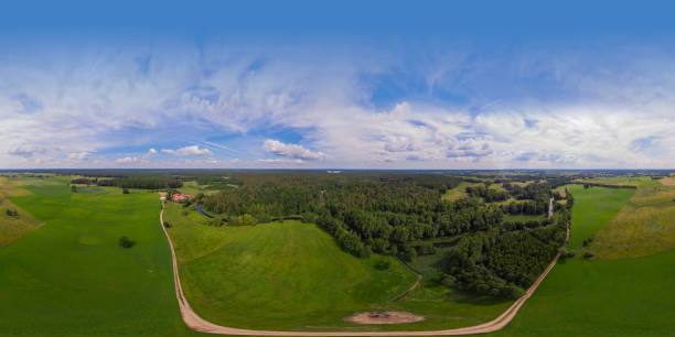 istock rural landscape with a small meandering river (360-degree panorama) 1253730562
