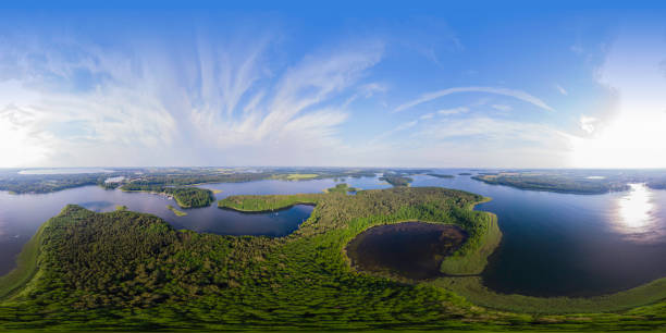 istock landscape with lakes and islands (360-degree panorama) 1253730618