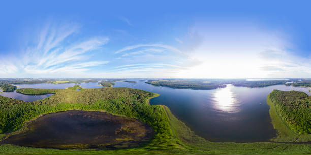 istock landscape with lakes and islands (360-degree panorama) 1253730648