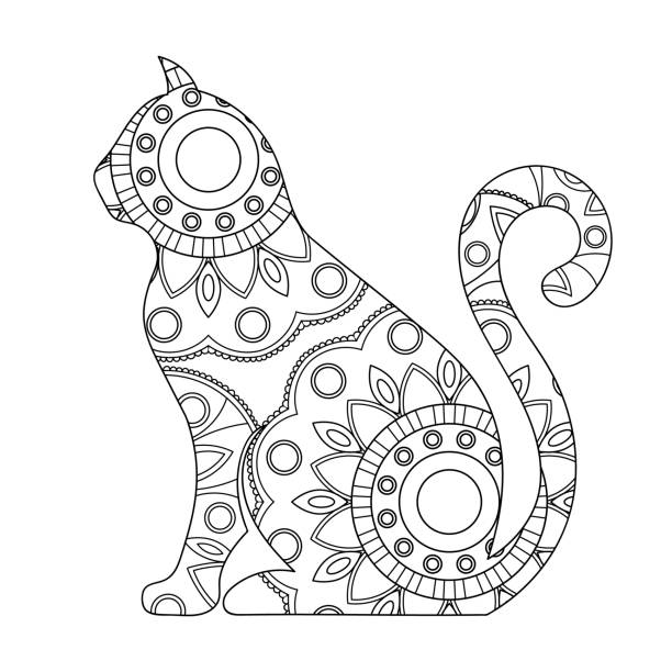 Cópia Do Esboço Do Vetor Com Os Gatos No Espaço Página Do Livro Para Colorir  Ilustração do Vetor - Ilustração de preto, estrela: 90008709